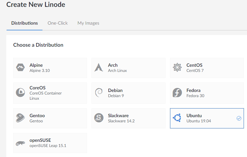 Linode Ubuntu Selection