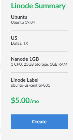 Linode Create Summary